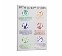 XGINERFEX Bathroom Decor Canvas Wall-Art Helpful Bath Time Guide Poster for Parents Home(Framed,16x24inch(40x60cm))