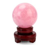 XGINERFEX Beautiful Crystal Ball, Rose Quartz Sphere,Home Office Decor Gift with Stand,Tabletop Xmas Party Ornament,8cm Gemstone Stone