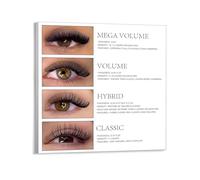 XGINERFEX Beauty Salon Wall-Art Eyelash Extension Styles Poster Classic Hybrid Volume Mega Volume Lash Techniques Guide for Eyelash Technicians(Framed,08X12inch(20X30cm))
