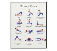 XGINERFEX Beginner Yoga Poses Poster 12 Essential Asanas Guide Canvas Wall-Art for Home Practice Studio Wall Decor Gift Idea(Framed,08x12inch(20x30cm))