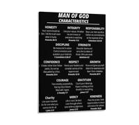 XGINERFEX Biblical Man Of God Poster - Characteristics Canvas Print with Scripture Quotes for Office Living Room and Bedroom(Unframed,16x24inch(40x60cm))