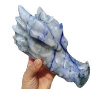 XGINERFEX Blue Dongling Dragon Skull, Quartz Crystal Ore Carved Head, Decor Home Decor(Size:2-2.5kg about20cm) Gemstone Stone