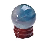 XGINERFEX Blue Green Fluorite Crystal Sphere Ball Gemstone Sculpture Figurine with Stand for Home Office Decor Craft Art Gift,50~60mm Gemstone Stone