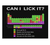 XGINERFEX Can I Lick It Funny Periodic Table Poster, Science Humor Canvas Wall-Art for Office, Gift for Chemists(Framed,12x18inch(30x45cm))