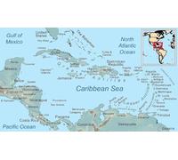 XGINERFEX Caribbean Islands Map Poster - Detailed Map of the Caribbean for Classroom, Office, Wall Decor(Unframed,12x18inch(30x45cm))