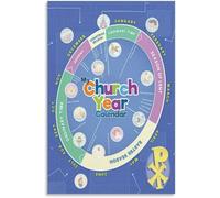 XGINERFEX Catholic Liturgical Calendar Poster, Guide to Seasons and Colors, Religious Education Wall-Art for Home, Church, School(Unframed,16x24inch(40x60cm))