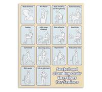 XGINERFEX Chair Yoga For Elderly Daily Stretch Routine Seated Gentle Exercise Balance Flexibility Mobility(Framed,08x12inch(20x30cm))