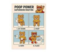 XGINERFEX Childrens Toilet Routine Chart Potty Training Guide Canvas Wall-Art for Nursery Bathroom Decor(Framed,16x24inch(40x60cm))