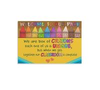 XGINERFEX Classroom Community Poster, We Are A Box Of Crayons Each Unique, Welcome To Our Pack Rules, Back to School Decor(Framed,12x18inch(30x45cm))