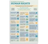 XGINERFEX Classroom Human Rights Poster, Summary of 30 Articles, Social Studies Educational Wall-Art for School, Library, Office(Framed,16x24inch(40x60cm))