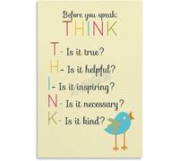 XGINERFEX Communication Poster THINK Before You Speak SEL Classroom Rules Canvas for Home or School Decor(Unframed,12x18inch(30x45cm))