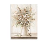 XGINERFEX Cotton Bouquet Canvas Wall Art, White Cotton Flowers in Rustic Vase Painting for Farmhouse Bedroom Decor, Botanical Floral Print(Unframed,12x18inch(30x45cm))