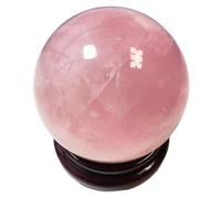 XGINERFEX Crystal Ball Decorative Balls Rose Quartz Gemstone Sphere with Wood Stand for Witchcraft And Ornament,10cm Gemstone Stone