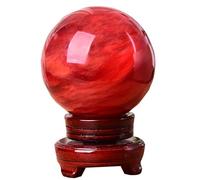 XGINERFEX Crystal Ball Ornament Red Ornaments Cinnabar Feng Shui Desktop Living Room Office Study Home Decoration Display Sphere,6cm Gemstone Stone