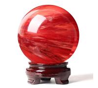 XGINERFEX Crystal Ball Red Ornaments Cinnabar Feng Shui Desktop Living Room Office Study Home Decoration Fortune Telling Divination,Red ball-11cm Gemstone Stone