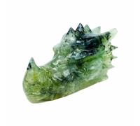 XGINERFEX Crystal Gemstone Animal Dragon Skulls Head Carving Sculpture Prehnite Collection for Home Decor Gifts Gemstone Stone