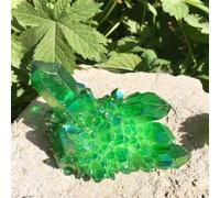 XGINERFEX Crystal Green Angel Aura Quartz Cluster specimens Titanium Coating Ornaments (Size : 110-120g) Gemstone Stone