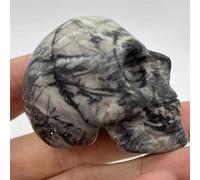 XGINERFEX Crystal Skull 2 "White Domestic Pull Feldspar Agate Yellow Tiger Eyes Rose Stone Household Decoration Home Decor(2PCS) Gemstone Stone