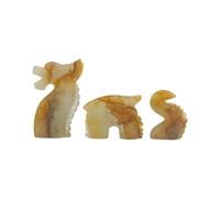 XGINERFEX Crystal Yellow Quartz Three Part Dragon Skull Sculpture Art Collection Home Decor Gemstone Stone