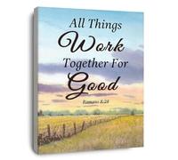 XGINERFEX Decor, Romans 8:28 Banner Scripture Print, Canvas Art for Sanctuary, Sunday School, Fellowship(Unframed,16x24inch(40x60cm))
