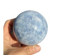 XGINERFEX Decorative Ball Celestite Crystal Polished Divination with Wooden Stand Blue Crystals Sphere Home Decoration,9-9.5cm Gemstone Stone
