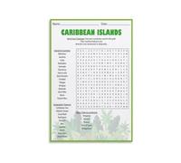 XGINERFEX Educational Tropical Islands Word Search Poster Geography Map Activity Learning Game Classroom Homeschool Decor Canvas Wall-Art(Unframed,08x12inch(20x30cm))