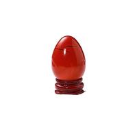 XGINERFEX Egg Shape Ornament Quartz Oval Gem with Wood Base Health Decoration (Color : Red Jasper) Gemstone Stone
