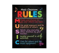 XGINERFEX Elementary Music Classroom Rules Poster Behavior Expectations Chart Educational Wall Decor for Teachers and Classroom Management(Unframed,16x24inch(40x60cm))