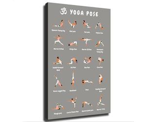 XGINERFEX Essential Yoga Flow - 20 Foundational Poses for Beginners, Stretching Exercise Chart for Home Decor, for Yoga Lovers Starting Their Practice(Framed,12x18inch(30x45cm))