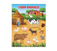 XGINERFEX Farm Animals Educational for Toddlers & Preschoolers, Large Laminated Wall Chart with Cows Pigs Chickens for Kindergarten Classroom Decor(Framed,16x24inch(40x60cm))