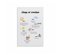 XGINERFEX Gods Creation Week Religious Poster for Sunday School Wall-Art | Features Adam Eve animals and garden scenes from(Framed,16x24inch(40x60cm))