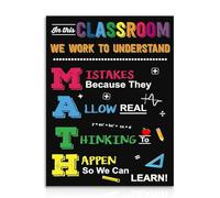 XGINERFEX Growth Mindset Math Class Poster Bundle Believe In Yourself Educational Wall Decor Inspirational Quote Prints For Elementary Middle High School Teacher Gift(Framed,16x24inch(40x60cm))