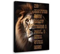 XGINERFEX Gwisml Lion Motivational Canvas Wall-Art, No Matter How Many Times I Fall I Will Rise Inspirational Quote for Office and Home Decor(Unframed,08x12inch(20x30cm))