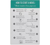 XGINERFEX How to Start Writing A Novel Poster Fiction Guide Canvas Print for Authors Classroom Home Study Decor(Framed,16x24inch(40x60cm))