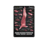XGINERFEX Hunter's Guide Poster: Deer Meat Cuts of Venison Chart - Butcher Diagram Wall-Art for Processing, Taxidermy, Game Room(Framed,08x12inch(20x30cm))