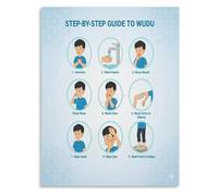 XGINERFEX Islamic Ablution Poster Wudu Steps Visual Guide Canvas Wall-Art for Muslim Family and Islamic Study Room Decor (Framed,08x12inch(20x30cm))