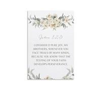 XGINERFEX James 1 2 3 Scripture Poster Consider It Pure Joy Floral Quote Canvas Wall-Art for Prayer Room Bedroom Living Room Decor(Unframed,12X18inch(30X45cm))
