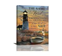 XGINERFEX Lighthouse Canvas Wall-Art Scripture Print Inspirational Coastal Decor for Home Office(Unframed,08X12inch(20X30cm))