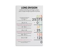 XGINERFEX Math Long Division Poster for, Educational Wall Chart with Algorithm Steps, Teacher's Aid for 4th 5th 6th Grade, Homeschool Curriculum & Classroom Decor(Framed,08x12inch(20x30cm))