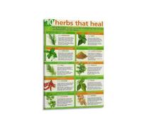 XGINERFEX Medicinal Herbs Chart Poster Plants Guide with Uses Canvas Wall-Art for Kitchen Decor Home Office Holistic Health Aesthetic(Unframed,12X18inch(30X45cm))