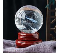 XGINERFEX Melting White Clear Quartz Crystal Ball Beautiful Decorative Balls Sphere for Feng Shui Home Decor Prosperous Love Invite Wealth,14cm/5.5in Gemstone Stone