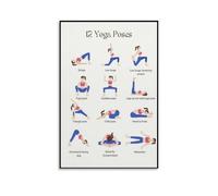 XGINERFEX Minimalist Yoga : 12 Foundational Poses Canvas Art for Home Gym & Hotel Decor, Abstract Line Drawing Print for Calming Interior Design(Unframed,16x24inch(40x60cm))