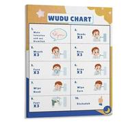 XGINERFEX Modern Ablution Guide Wudu Steps Visual Chart Islamic Educational Canvas Art for Office(Framed,08x12inch(20x30cm))