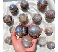XGINERFEX Moonstone Sunstone Sphere 8-8.5cm - Blue Flash Crystal Ball for Home/Office, Spiritual Gift Gemstone Stone