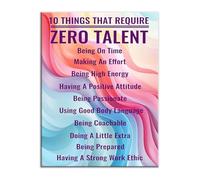 XGINERFEX Motivational Canvas Wall-Art Poster 10 Things That Require Zero Talent Inspirational Quotes for Office Home Bathroom(Framed,12x18inch(30x45cm))