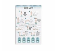 XGINERFEX Muslim Prayer Wall Chart, Complete Salah & Ablution Steps Poster, Modern Islamic Art for Living Room Prayer Room(Framed,12x18inch(30x45cm))