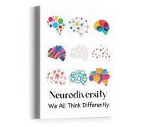 XGINERFEX Neurodiversity Wall Art, We All Think Differently Mental Health Poster, Therapy Office Decor for Kids Classroom, Inclusive Classroom Sign(Framed,08x12inch(20x30cm))