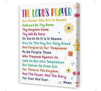 XGINERFEX Nursery Christian Wall Decor - The Lord's Prayer Canvas Art for, Bible Scripture for 's Room, Baptism Gift & Prayer Corner Art(Framed,08x12inch(20x30cm))