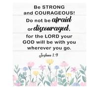 XGINERFEX Personalized Baptism Gift Idea - Be Strong and Courageous Christian Wall-Art with Name, Custom Nursery Decor (Unframed,16x24inch(40x60cm))