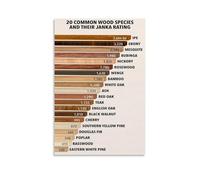 XGINERFEX Professional Wood Hardness Chart - Janka Scale Poster for Wood Species Identification, Reference Guide for Carpenters, DIY Wall-Art(Unframed,12x18inch(30x45cm))